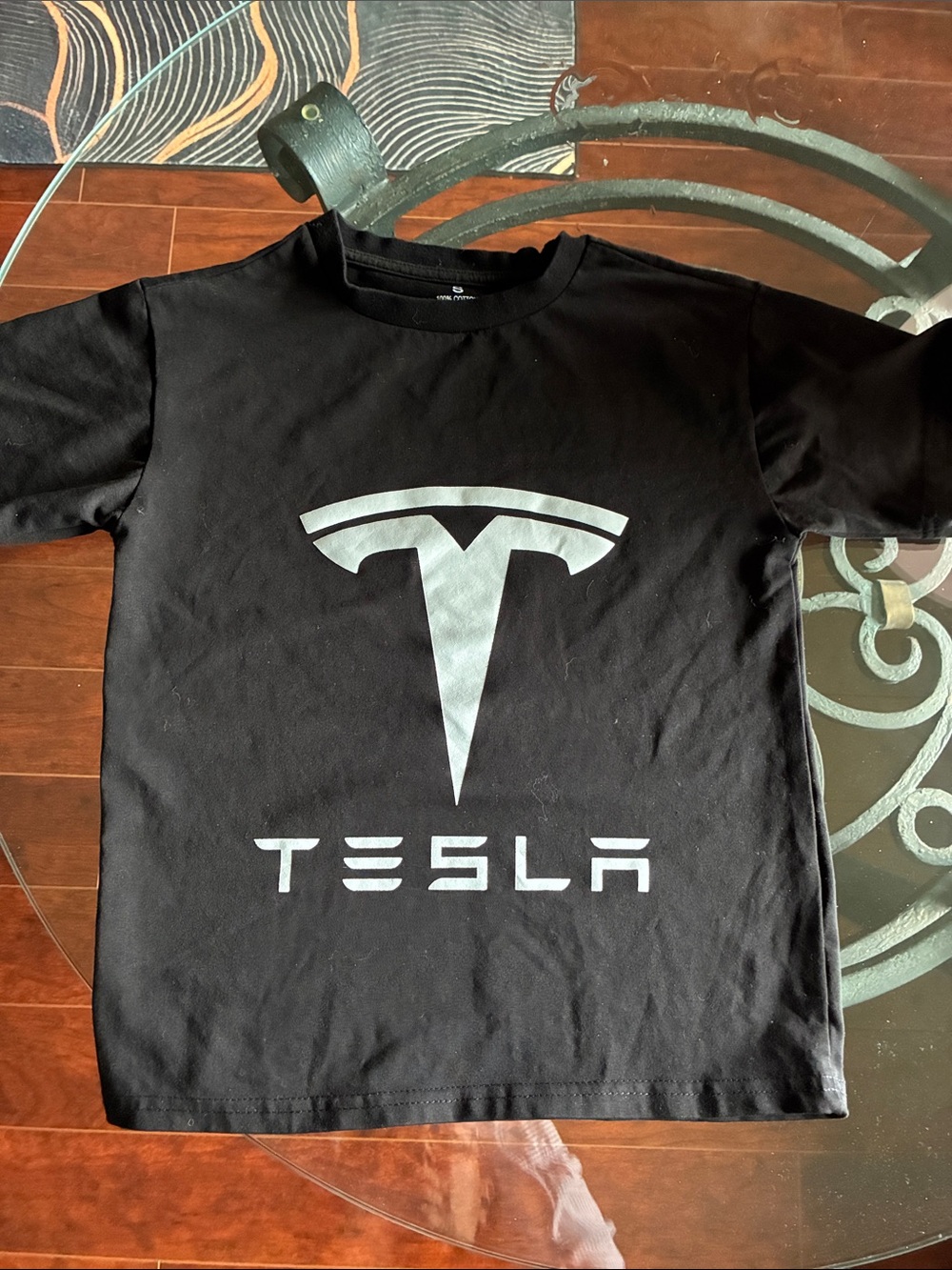 Tesla Black Tee with Silver Logo